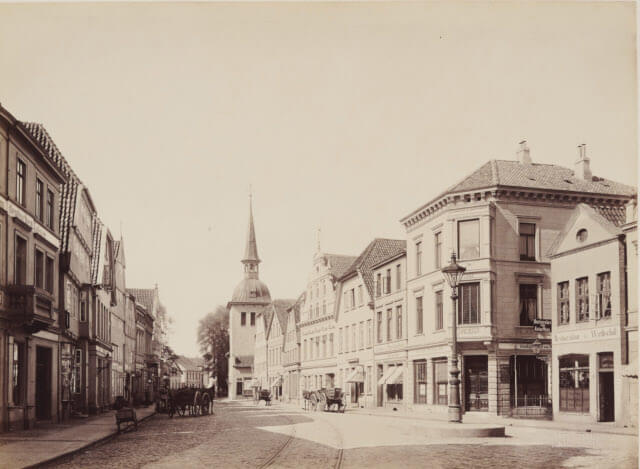 Die Langestrasse und Heiligengeistthurm, 1886